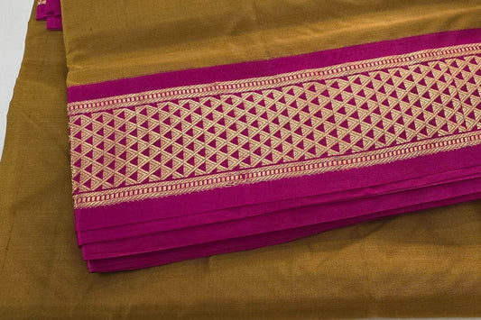 Dark golden Ten Yards Silk Saree AC1508