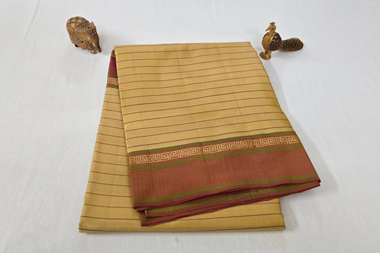 Dual tone of beige and sandal Nine and a half Yards Silk Saree AC1531