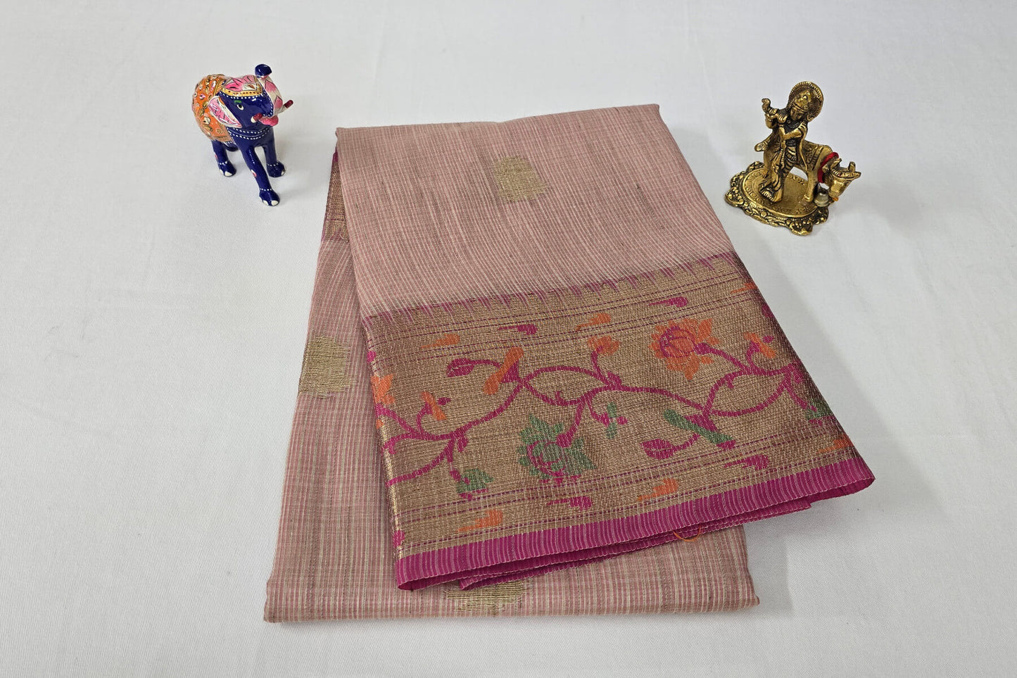 Beige Banarasi cotton saree SS5385