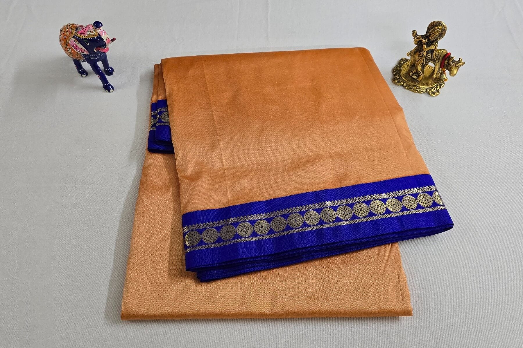 Pastel Orange Ten yards silk saree SS5561