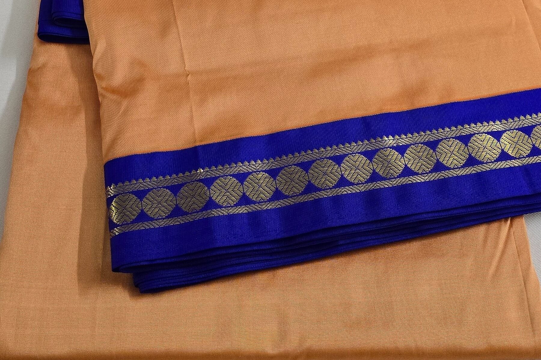 Pastel Orange Ten yards silk saree SS5561