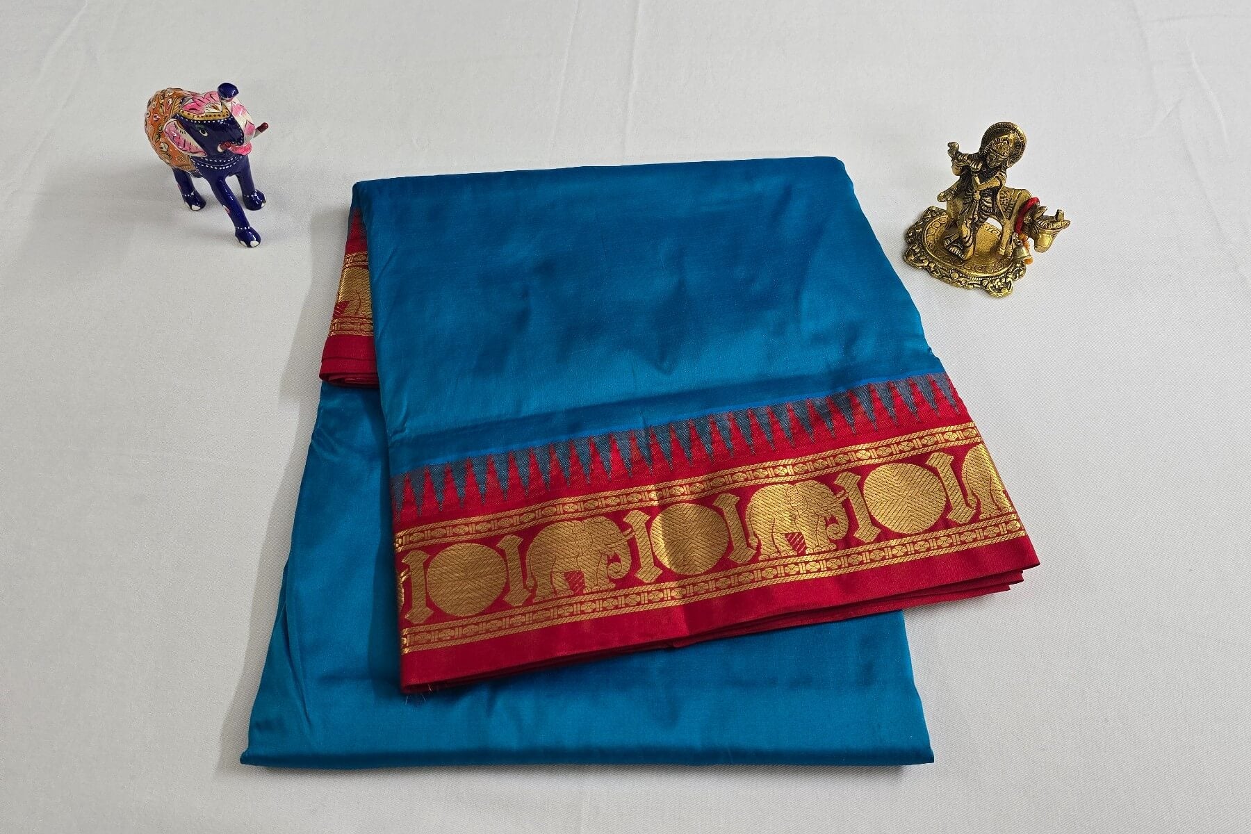 Peacock Blue Ten yards silk saree SS5562