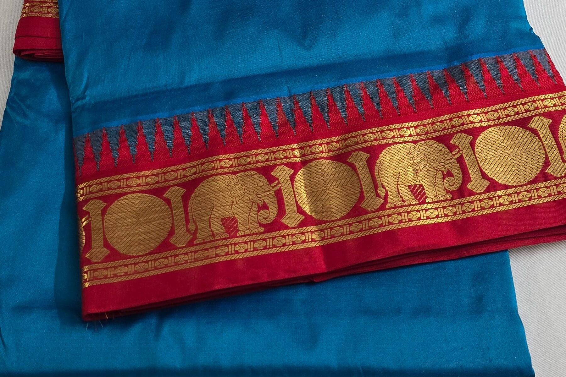 Peacock Blue Ten yards silk saree SS5562