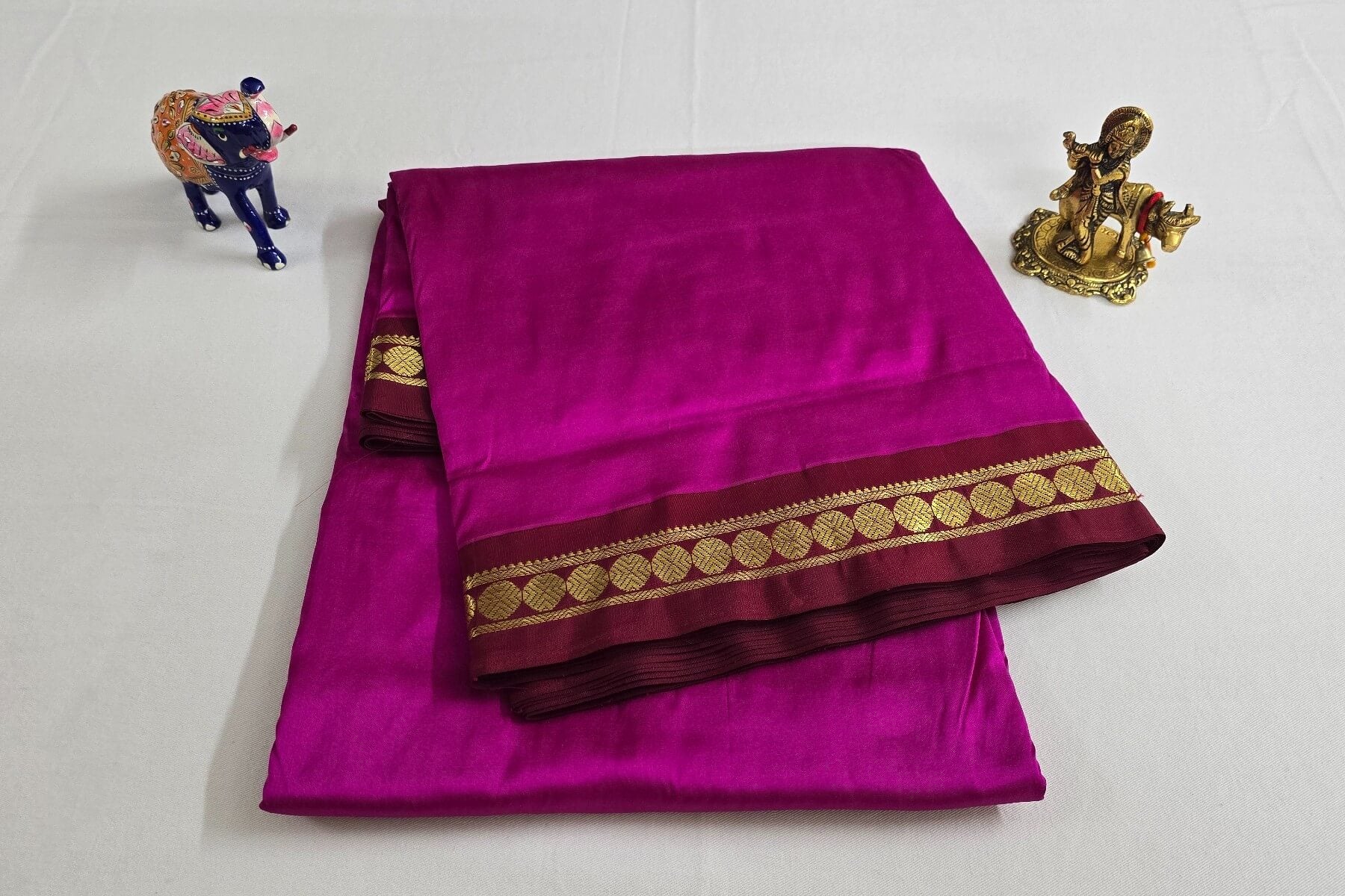 Deep pink Ten yards silk saree SS5564
