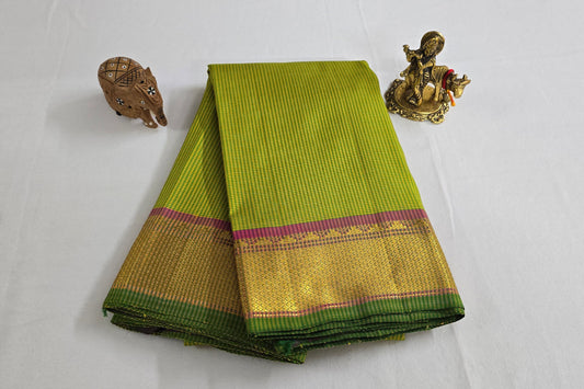 Green and yellow micro checks Kanjivaram Silk Saree SS5574