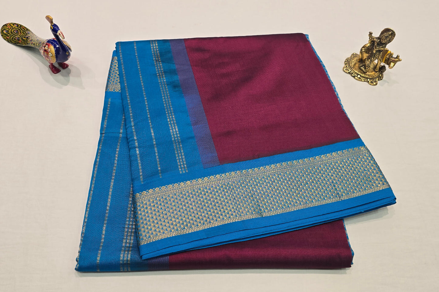 Maroon Nine and a half Yards Semi Silk Cotton Saree SS5660