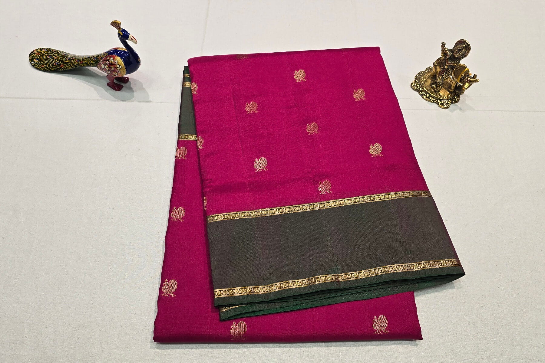 Rani Pink Nine and a half yards silk saree AC1555