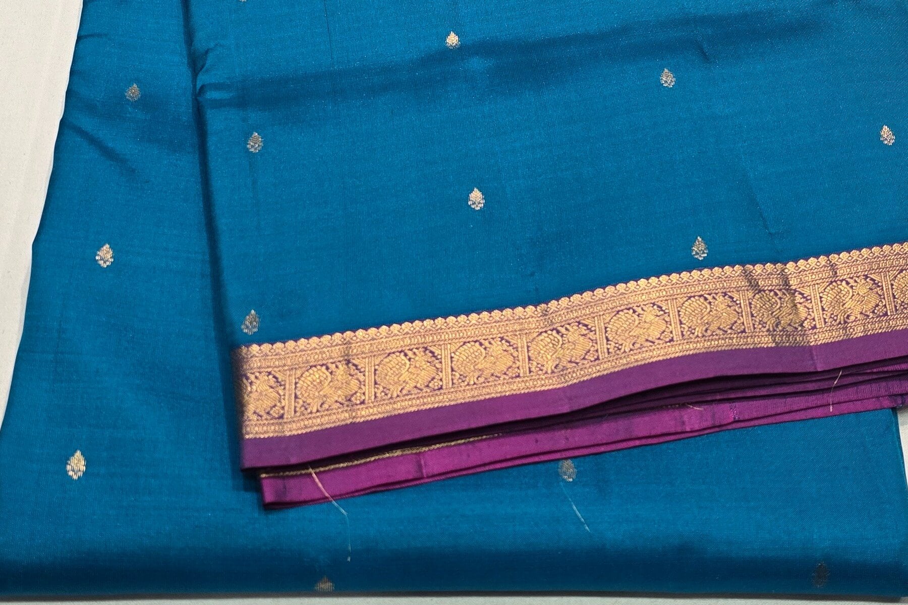 Blue Nine and a half yards silk saree AC1565