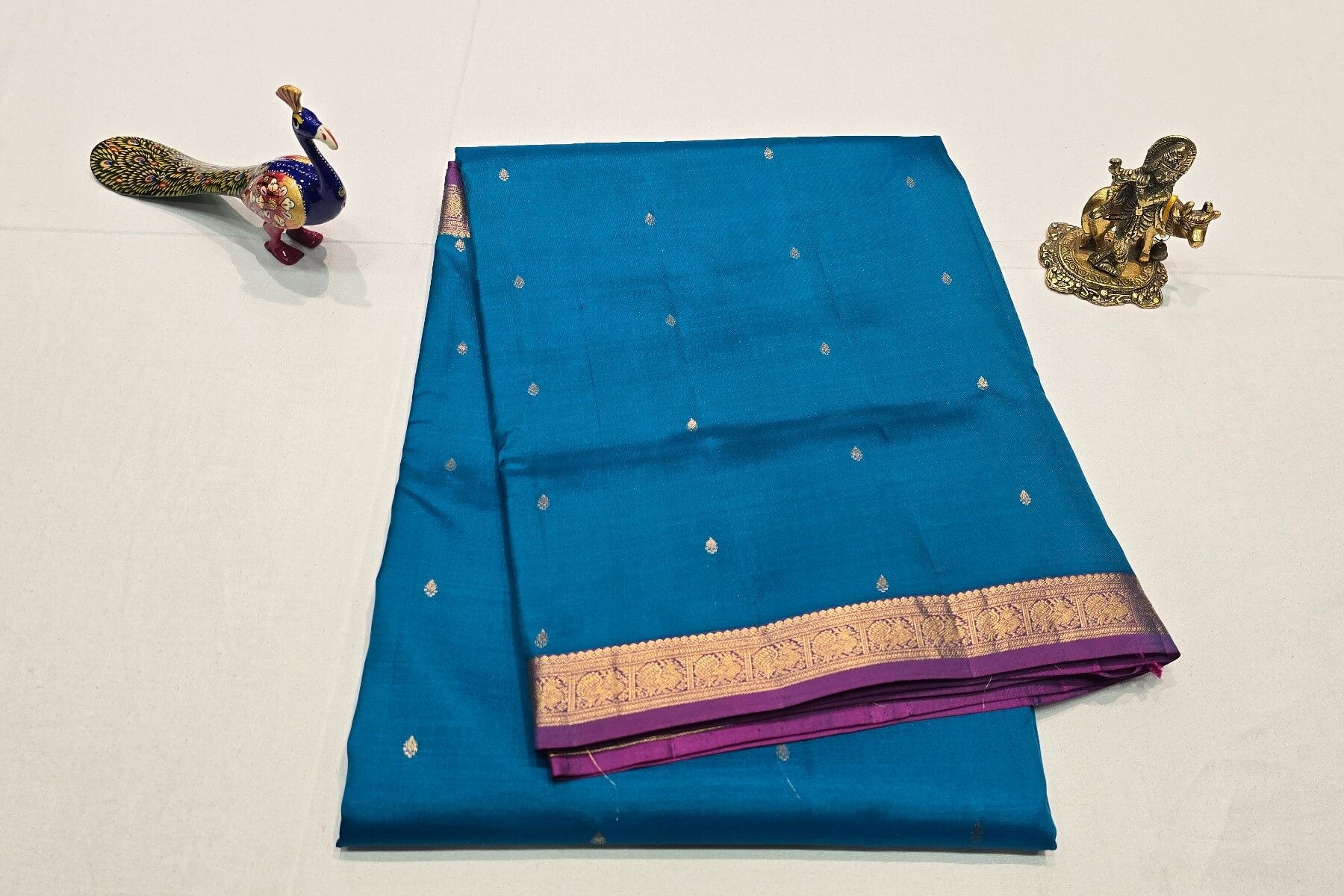 Blue Nine and a half yards silk saree AC1565