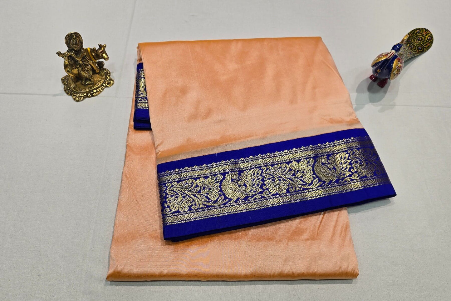 Peach Ten yards silk saree SS5921