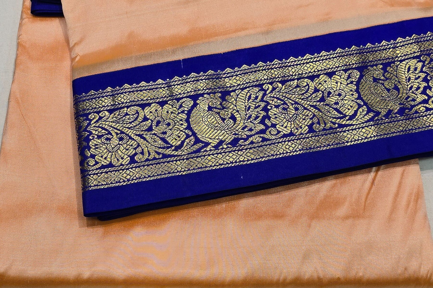 Peach Ten yards silk saree SS5921