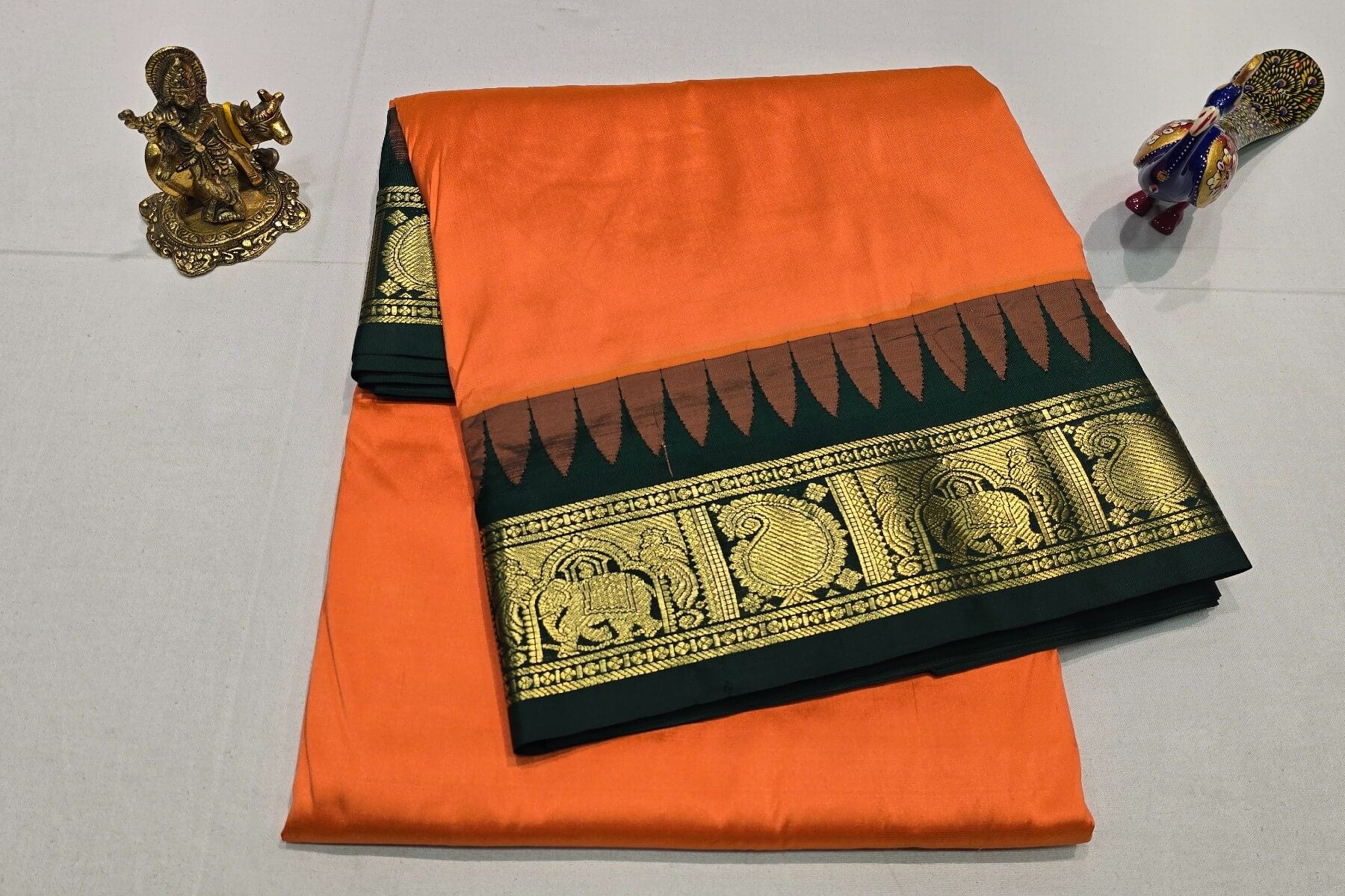 Light Orange Ten yards silk saree SS5930