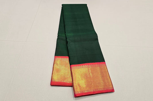 Bottle Green Kanjivaram Silk Saree SS5974