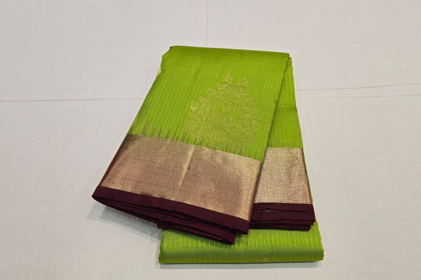 Parrot Green Light Weight Kanjivaram Silk Saree SS6048
