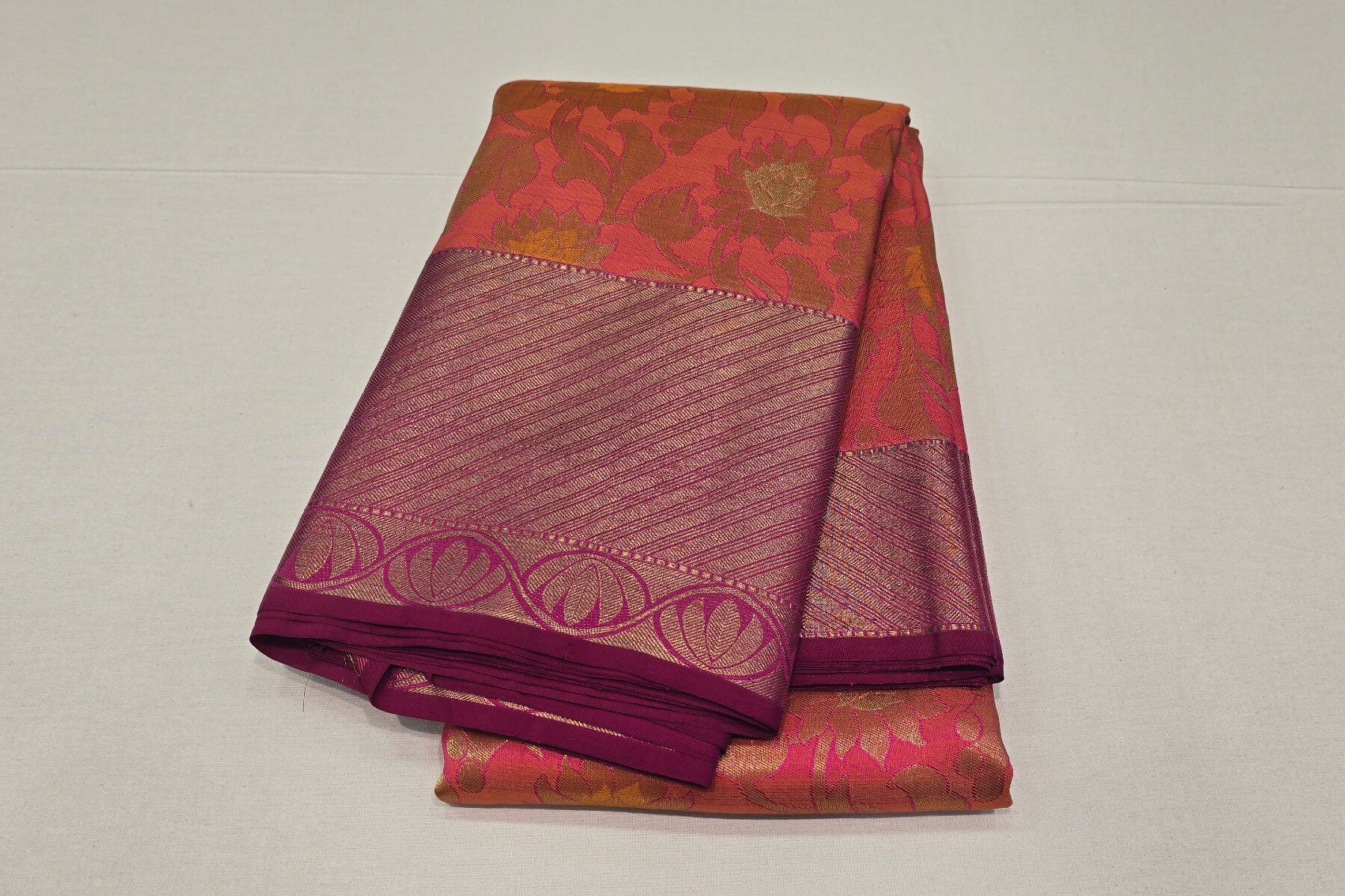 Peach Pink Kanjivaram Silk Saree SS6079