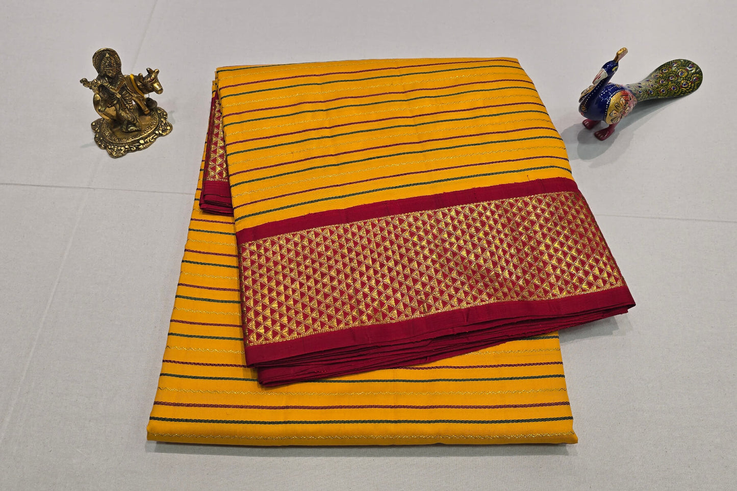 Bright Yellow Ten yards silk saree SS6114