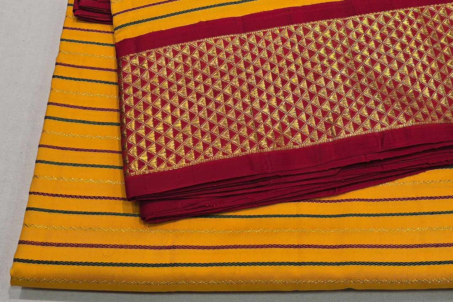 Bright Yellow Ten yards silk saree SS6114