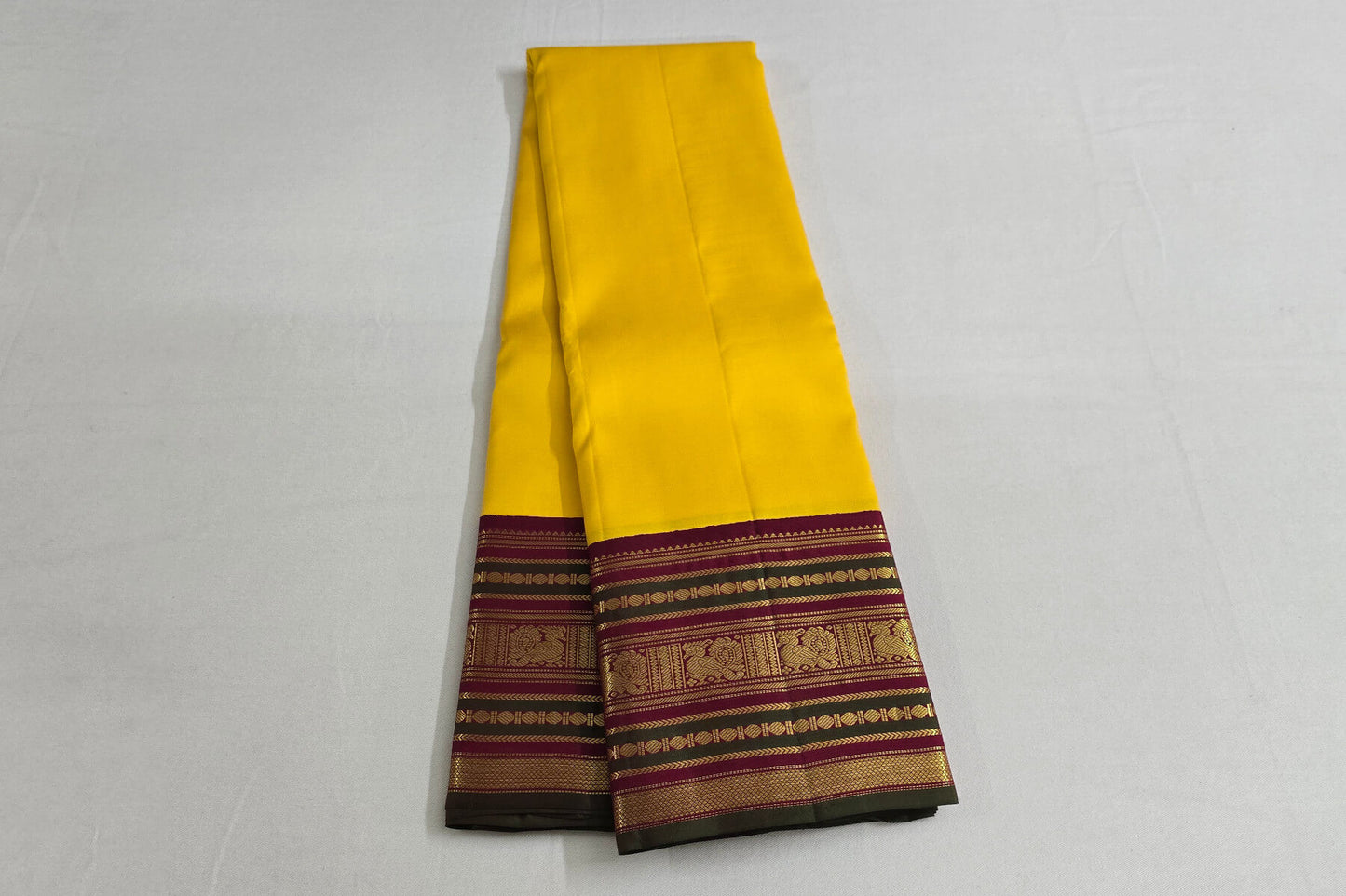 Lemon yellow Kanchipuram silk saree
