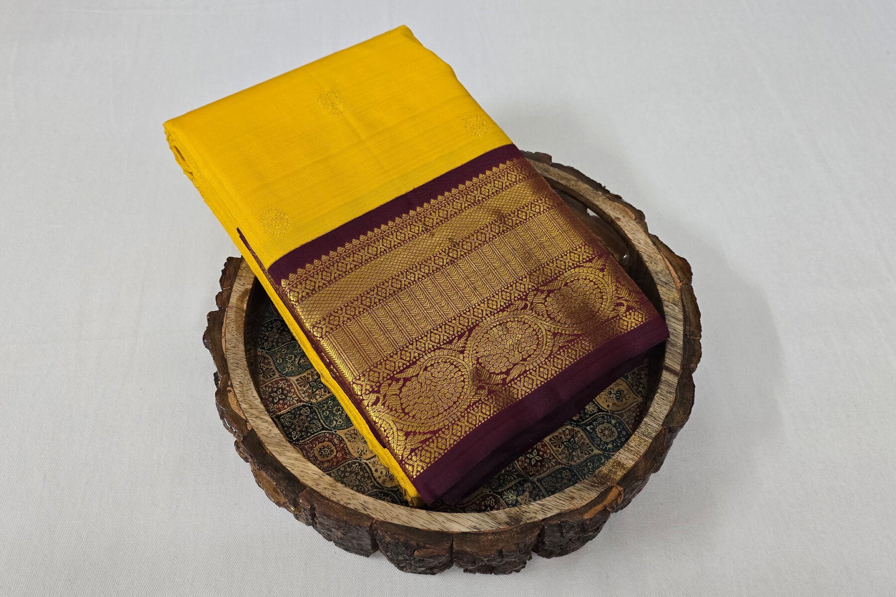 Yellow kanchipuram silk saree