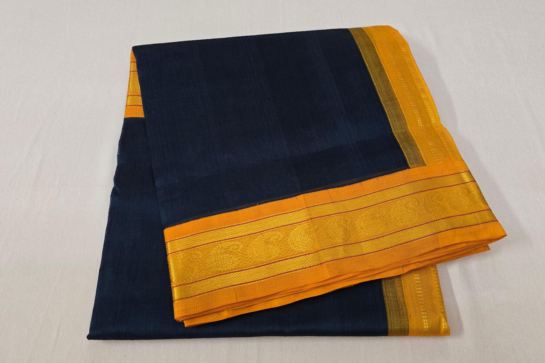 Plain peacock green vintage silk cotton saree