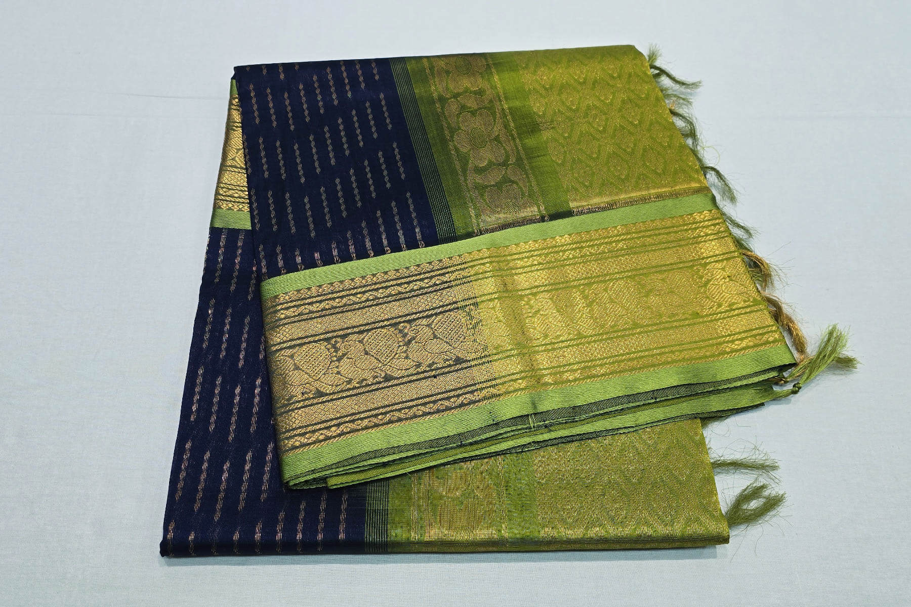 Navy blue silk cotton saree