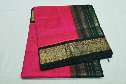 Pink silk cotton saree