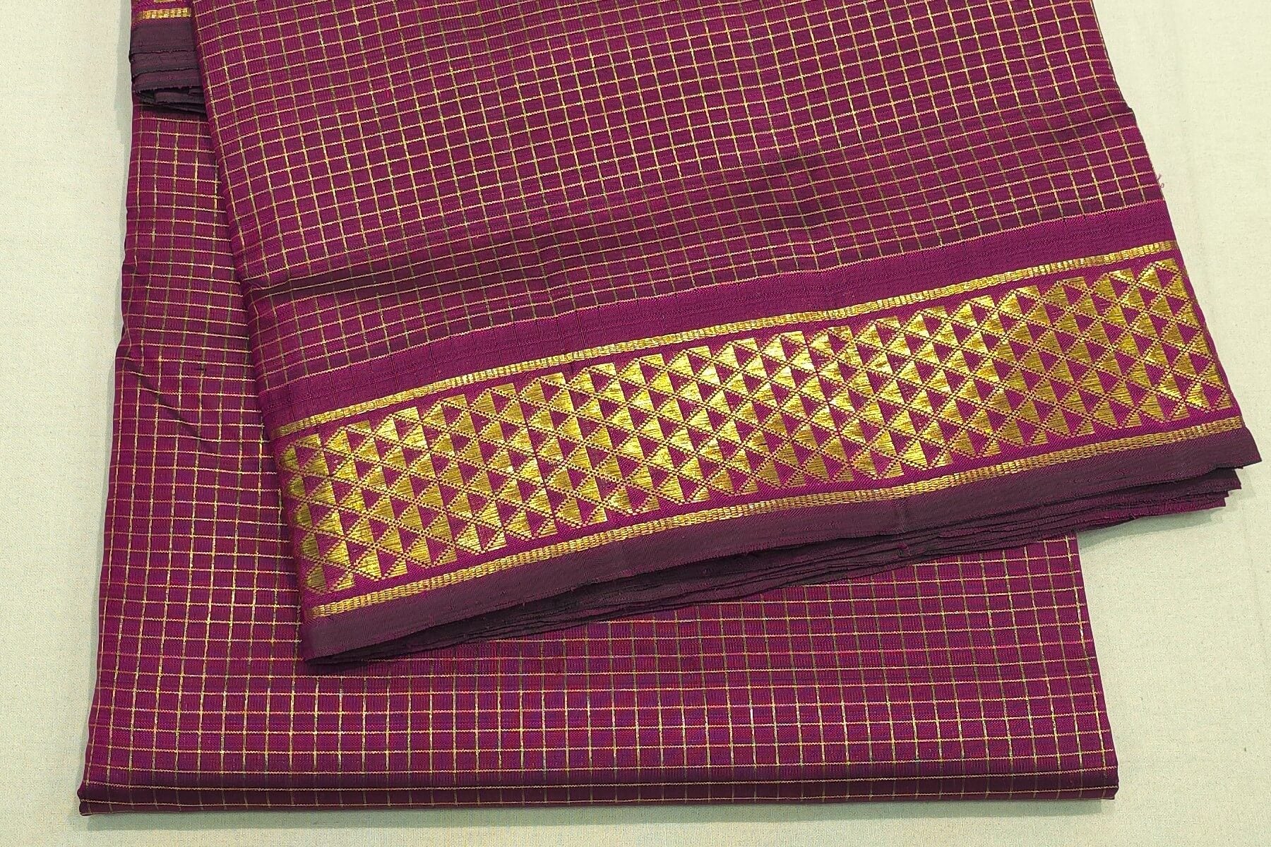 Checked ten yards madisar silk saree