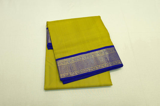 Lemon green ten yards madisar silk saree