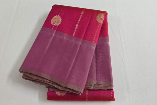Pinkish orange kanchipuram silk saree