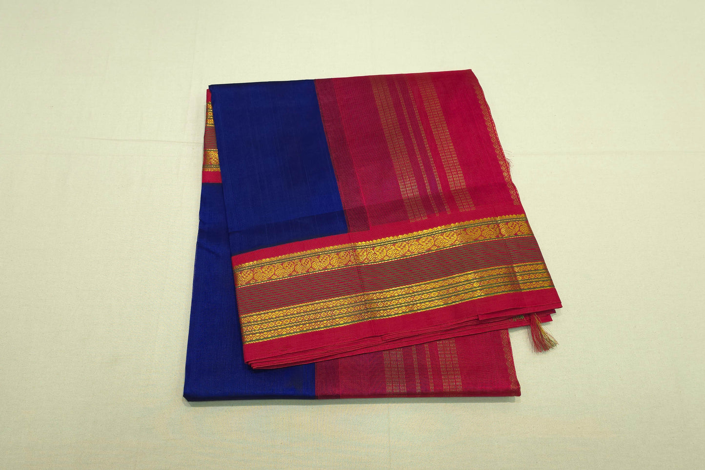 Royal blue silk cotton saree