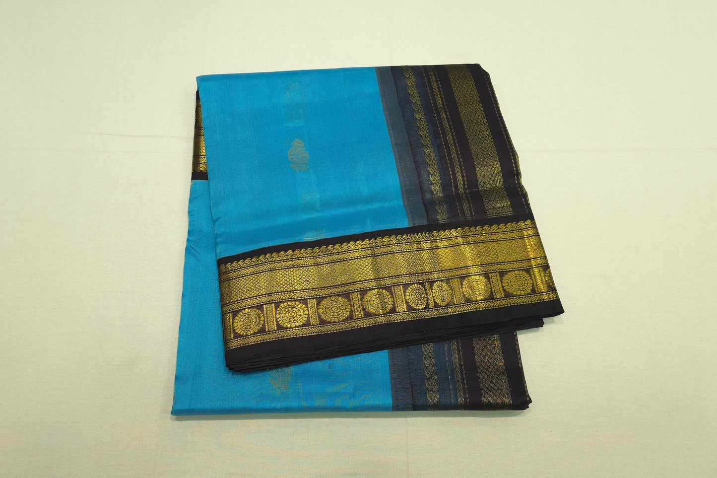 Sky blue silk cotton saree