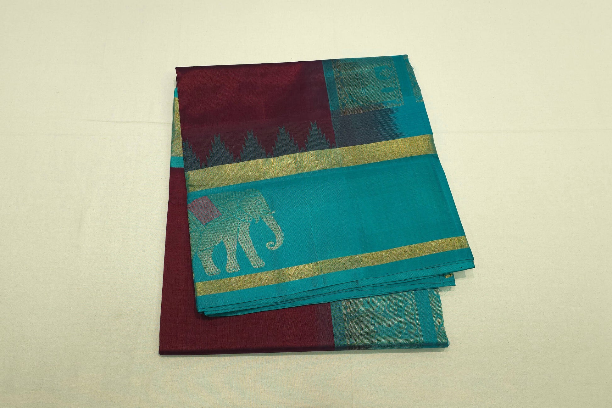 Sea blue silk cotton saree