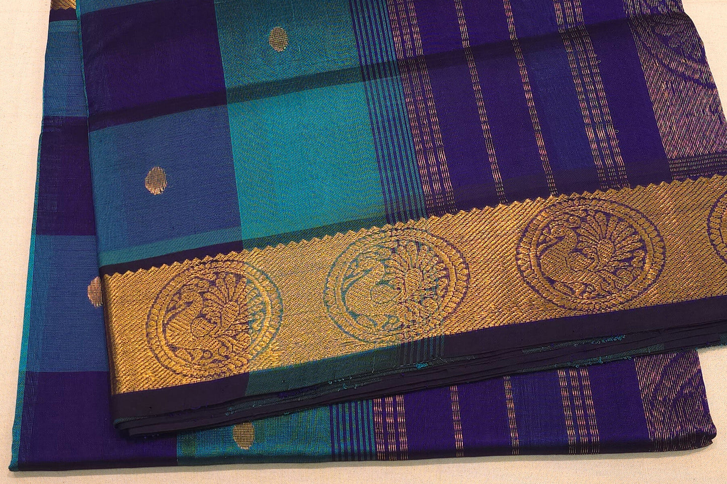 Checked silk cotton saree