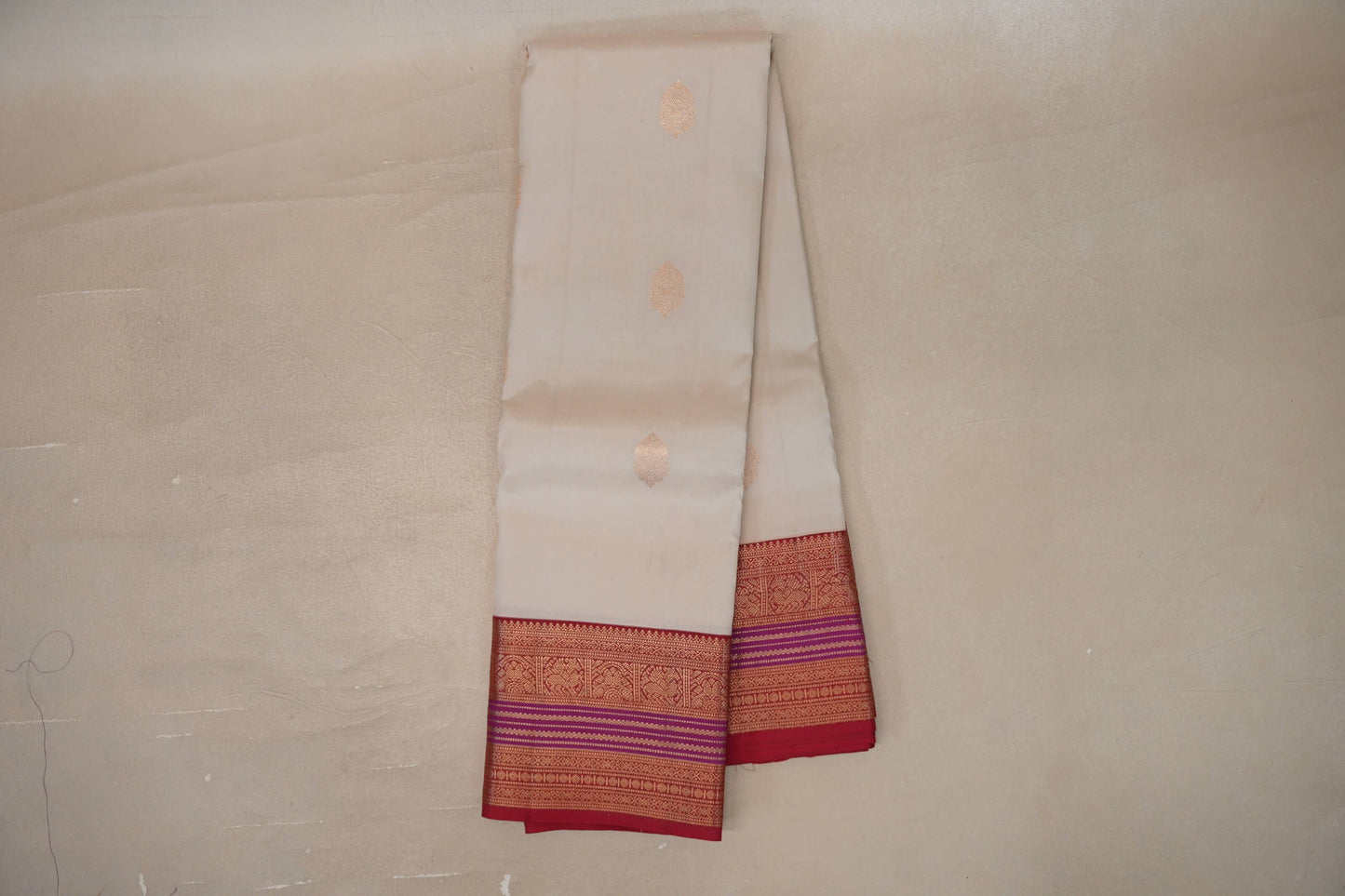 Online Light Beige with Red Borders Soft Silk Saree