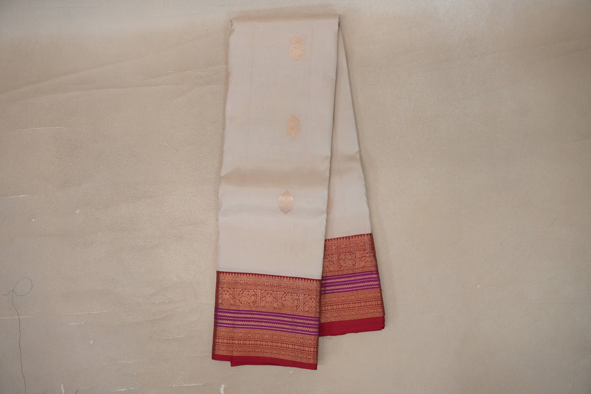 Online Light Beige with Red Borders Soft Silk Saree