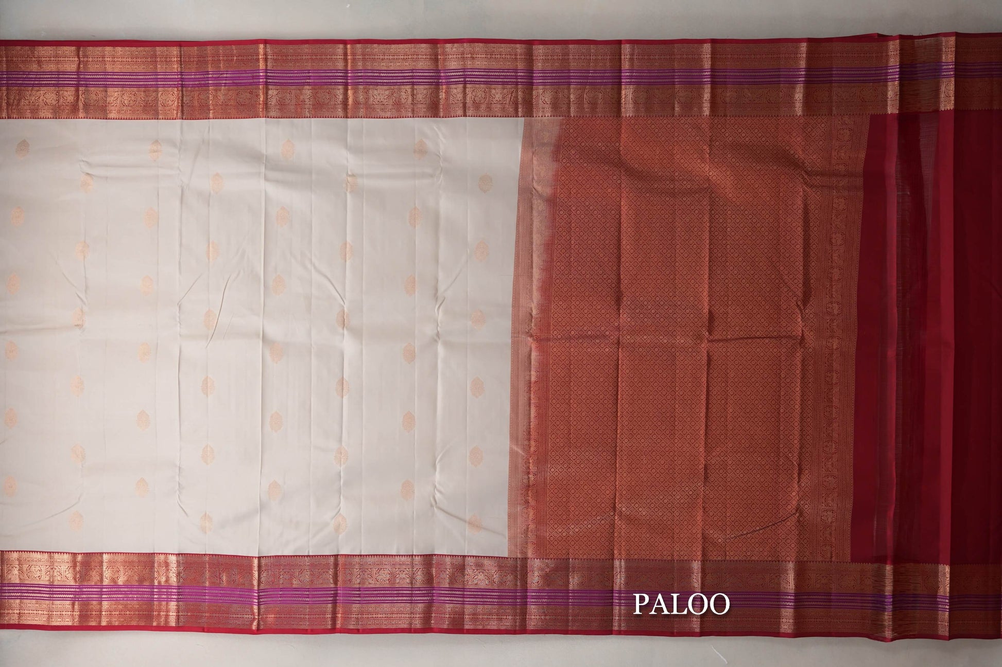Light Beige with Red Borders Soft Silk Saree paloo