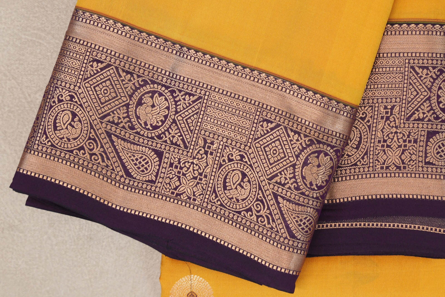Bright Yellow Soft Silk Saree border