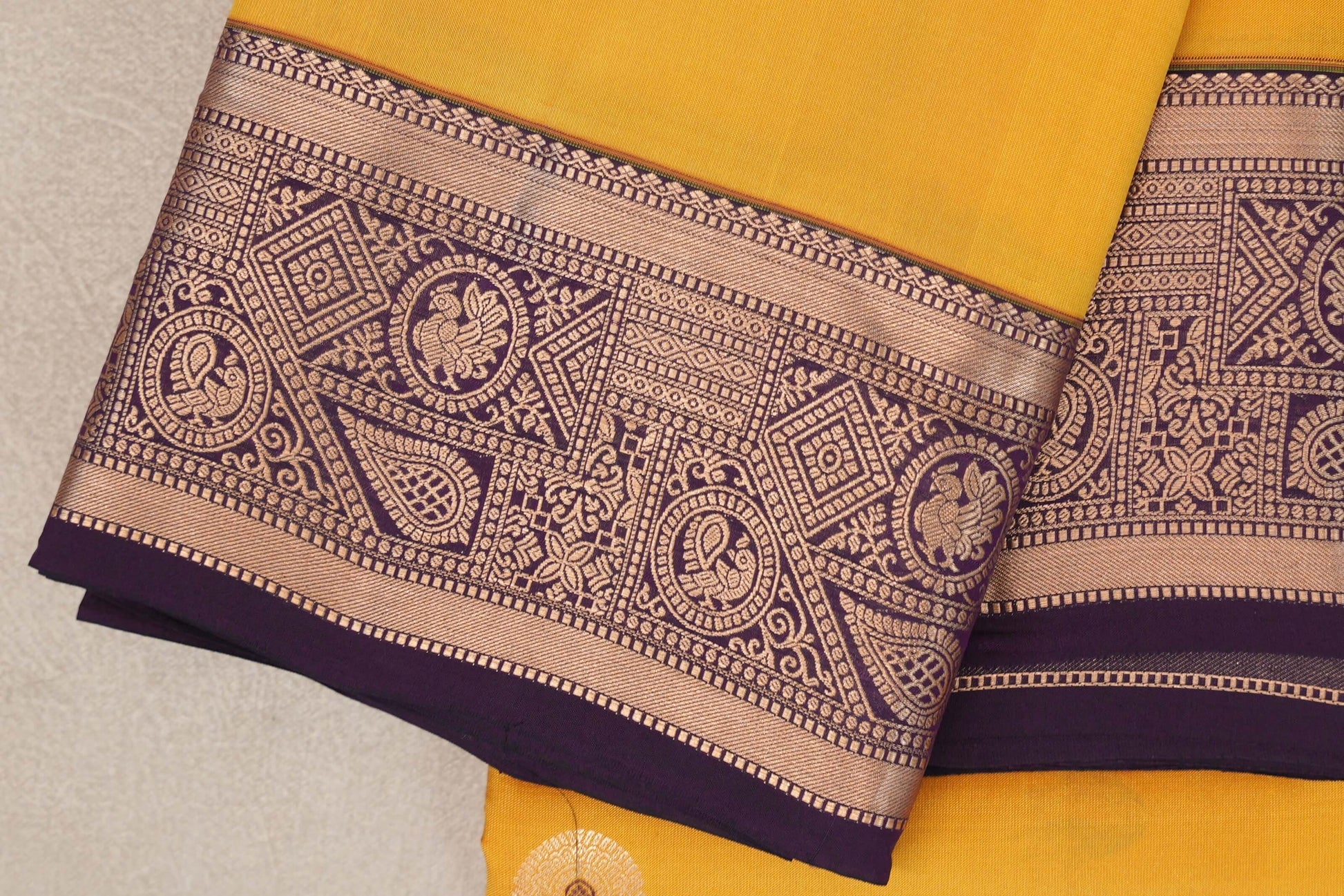Bright Yellow Soft Silk Saree border