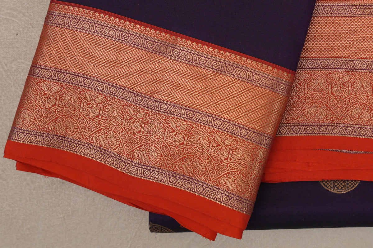 Deep Purple Soft Silk Saree border