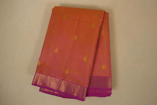 Orangish pink vintage kanjivaram silk saree