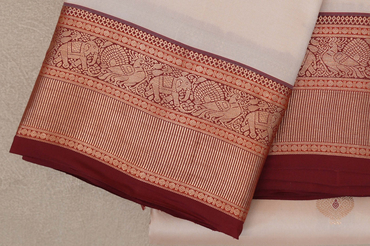 Peach Cream Soft Silk Saree border