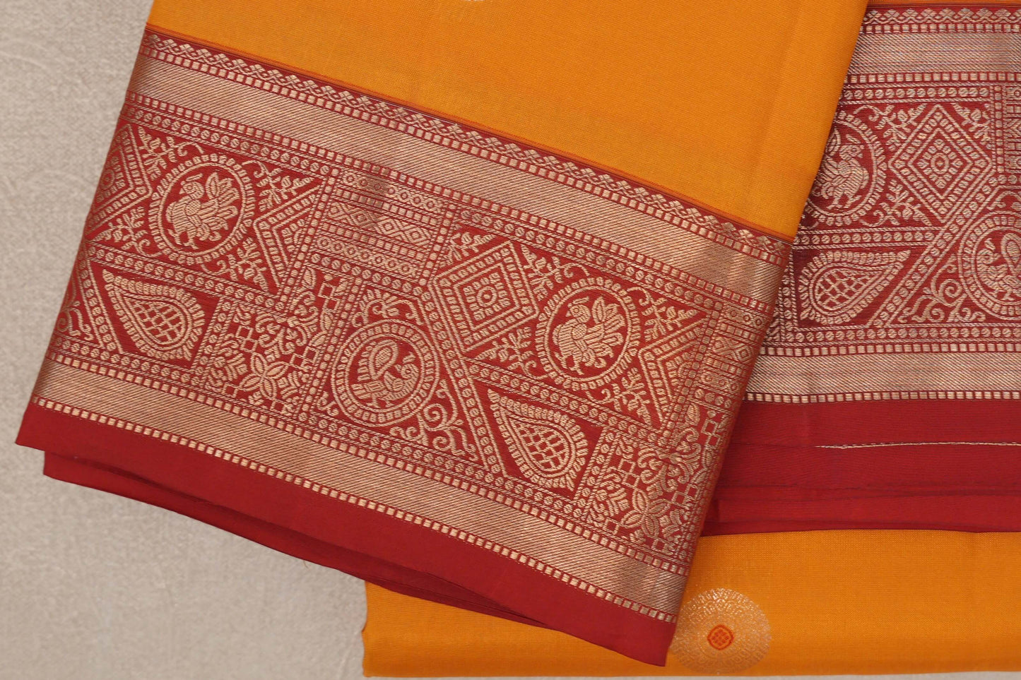 Mango Orange Soft Silk Saree border