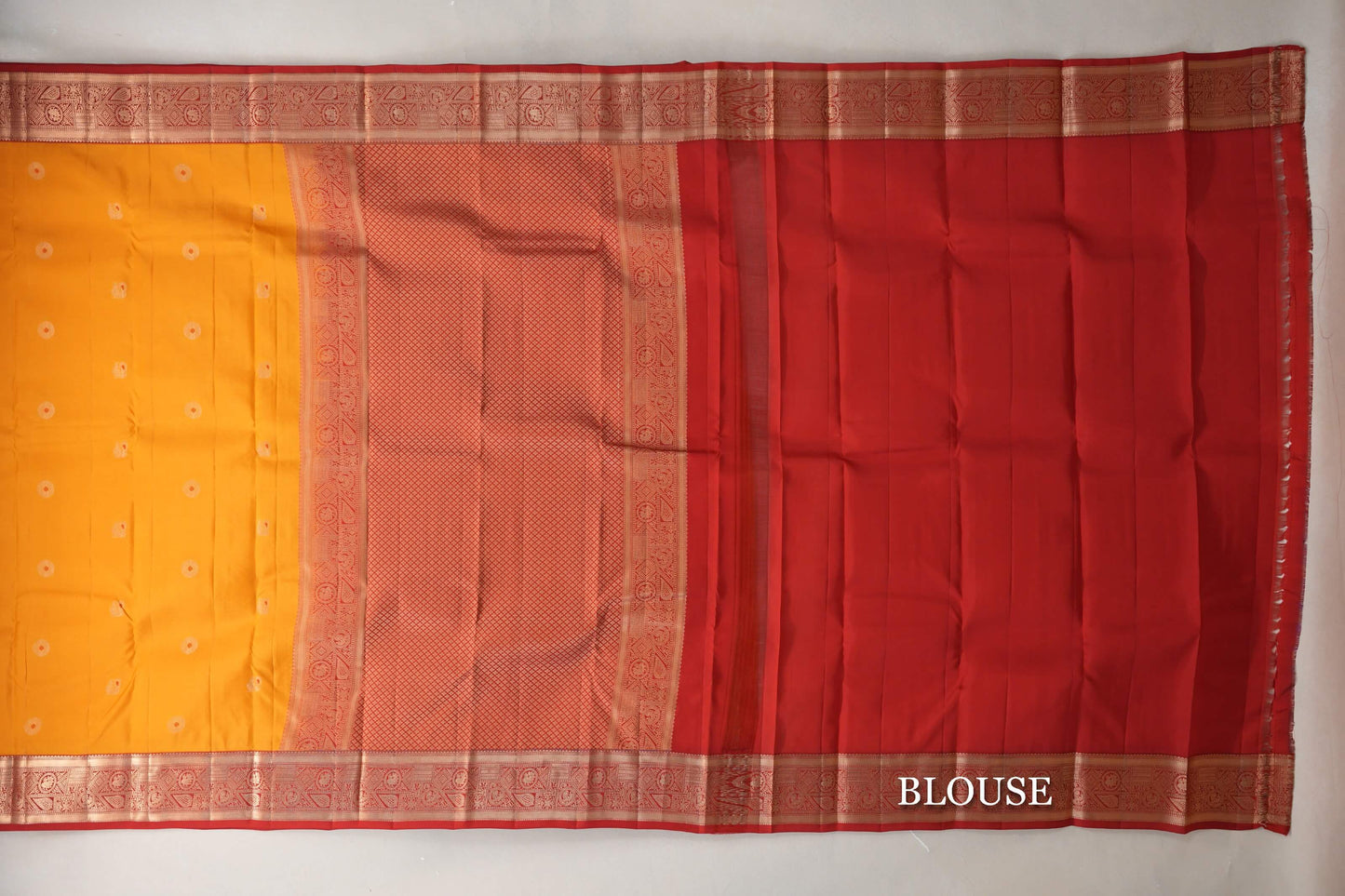 Mango Orange with Bright Red Borders Soft Silk Saree blouse