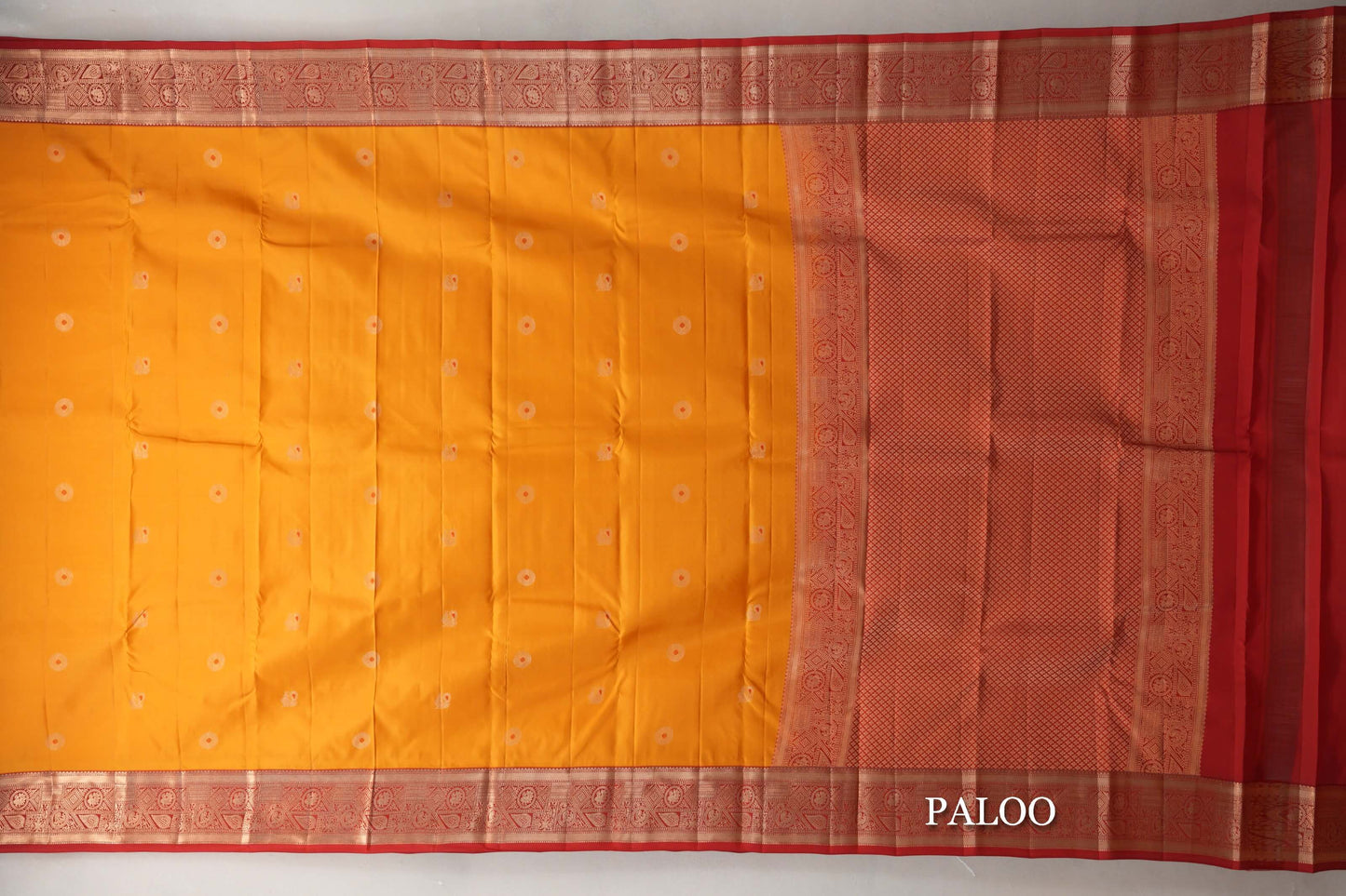 Mango Orange with Bright Red Borders Soft Silk Saree paloo