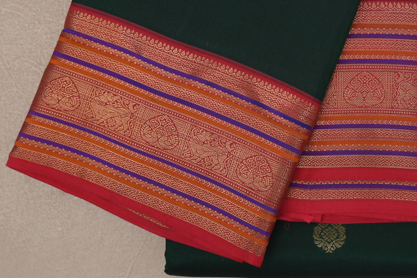 Deep Bottle Green Soft Silk Saree border