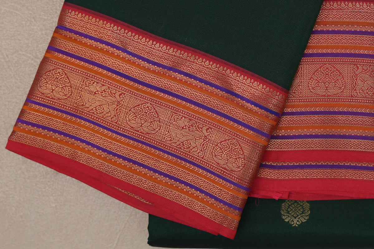 Deep Bottle Green Soft Silk Saree border