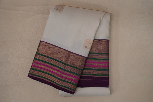 Light Beige with Multi Color Borders Soft Silk Saree 