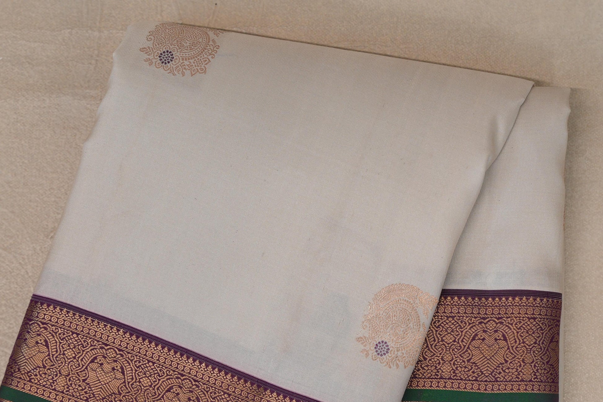 Light Beige with Multi Color Borders Soft Silk Saree body