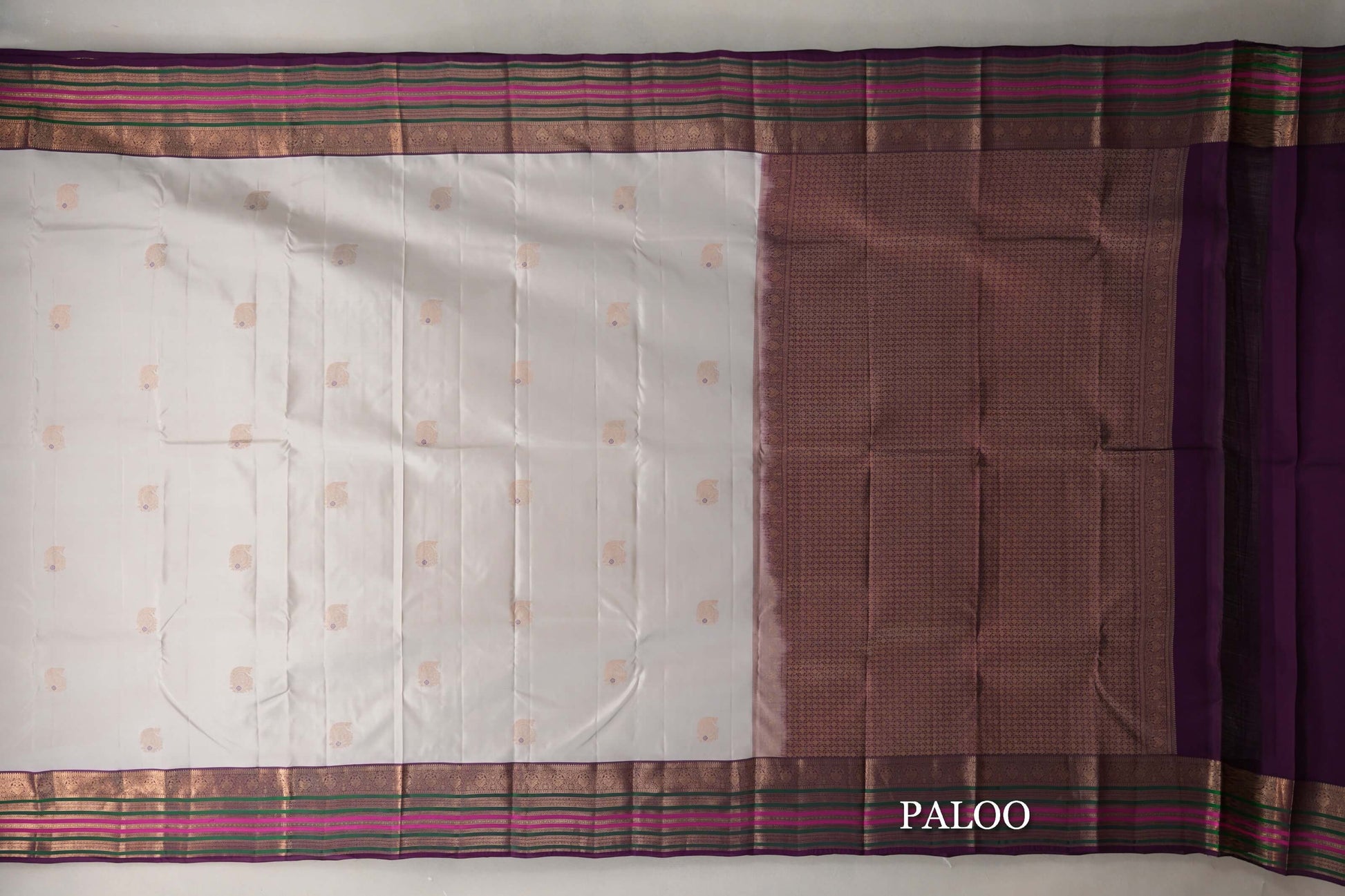 Light Beige with Multi Color Borders Soft Silk Saree paloo