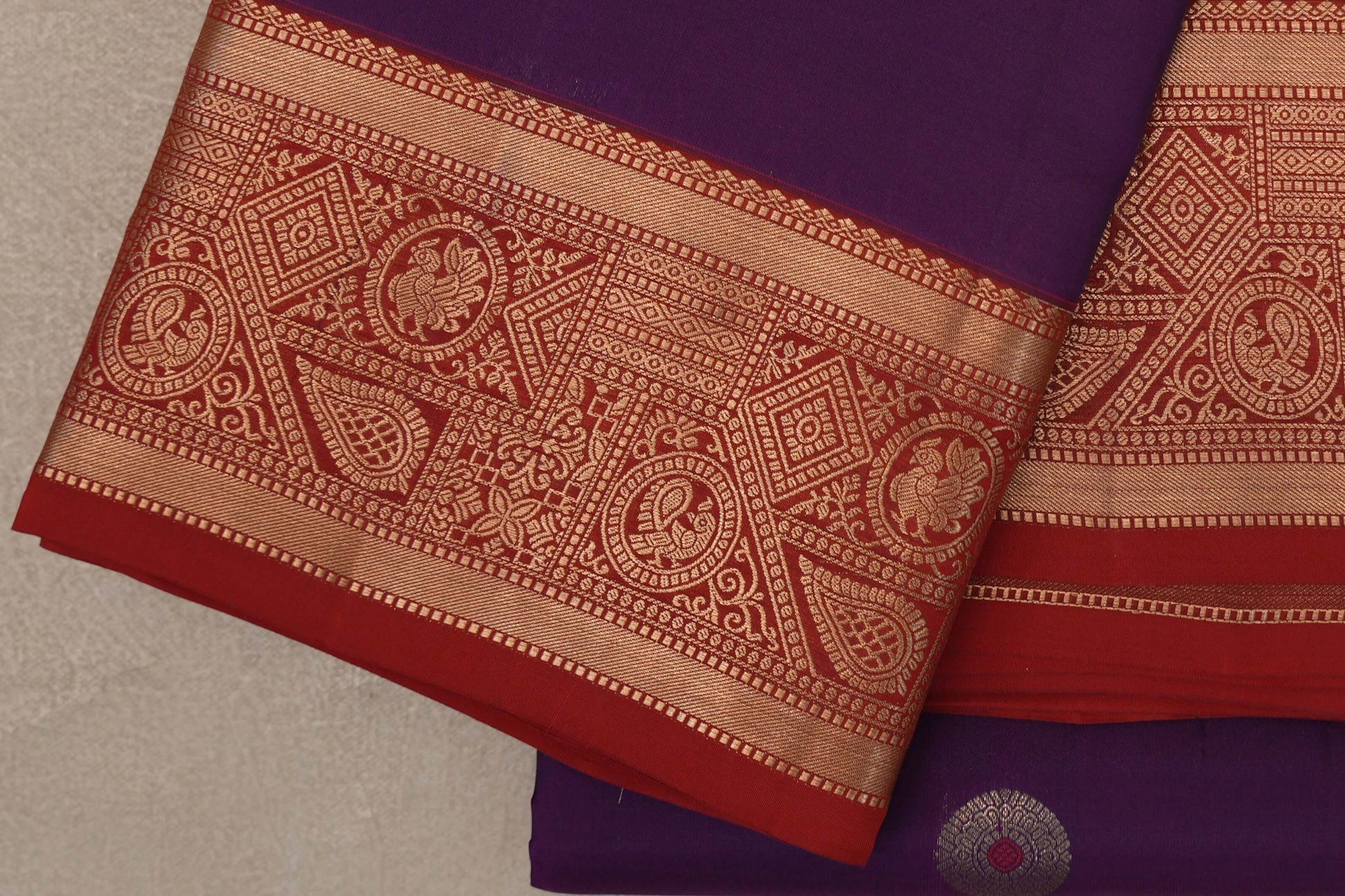 Deep Purple Soft Silk Saree border